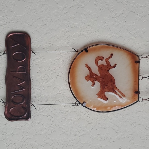 Metal/Glass Cowboy Rancher Wind Chime - Picture 3 of 5